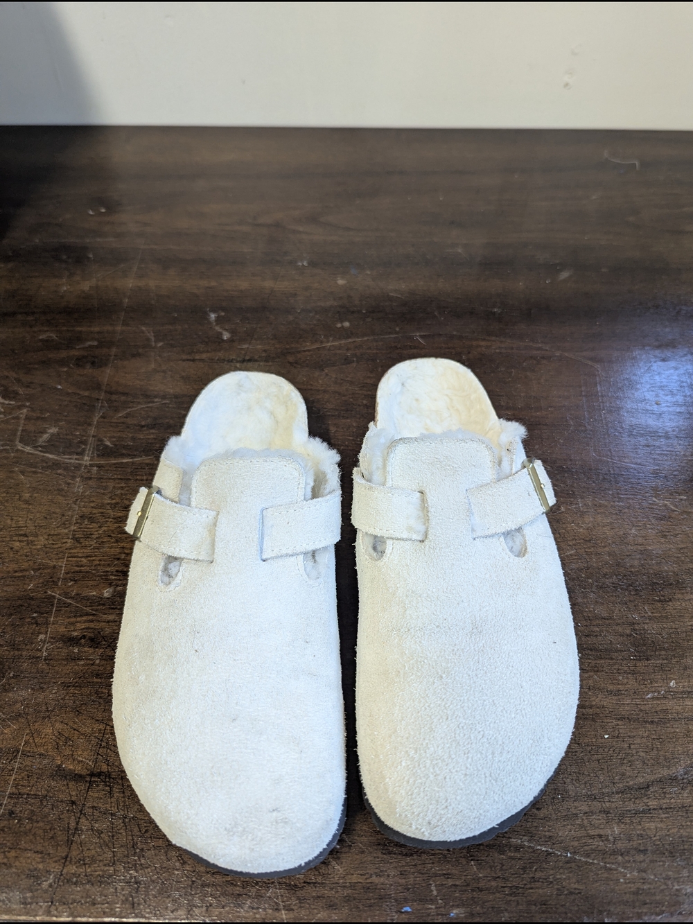 Birkenstock Shearling-Lined Suede Clog OffWhite EU 40 women's 9-9.5 men's 7-7.5